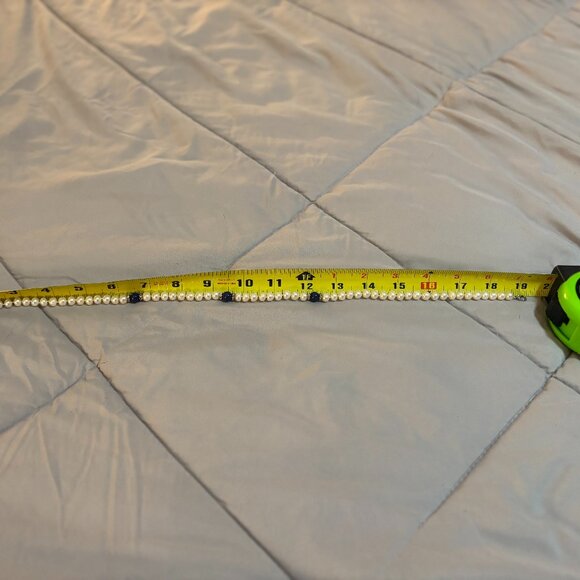 Faux Pearl and Lapis/Jewel Glass Necklace - 19" Long - Preowned - CL - Picture 2 of 3